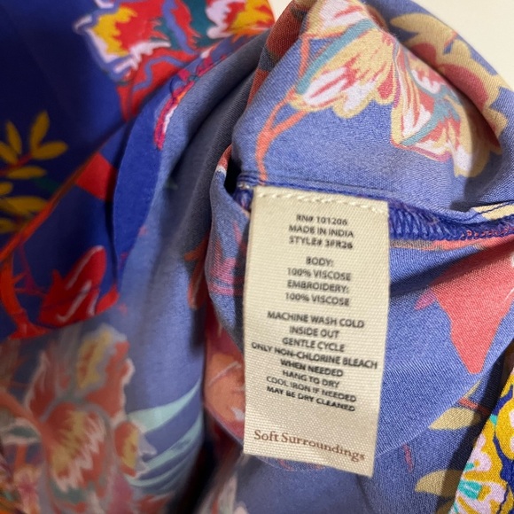 Soft Surroundings Hermosa Mixed Print Floral Embroidered Tunic Top Blouse PXL - Picture 4 of 9